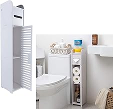 Toilet Roll Holder Cabinet White Wooden Toilet Roll Holder Shelf Narrow Organiser 81 x 16 x 16 cm
