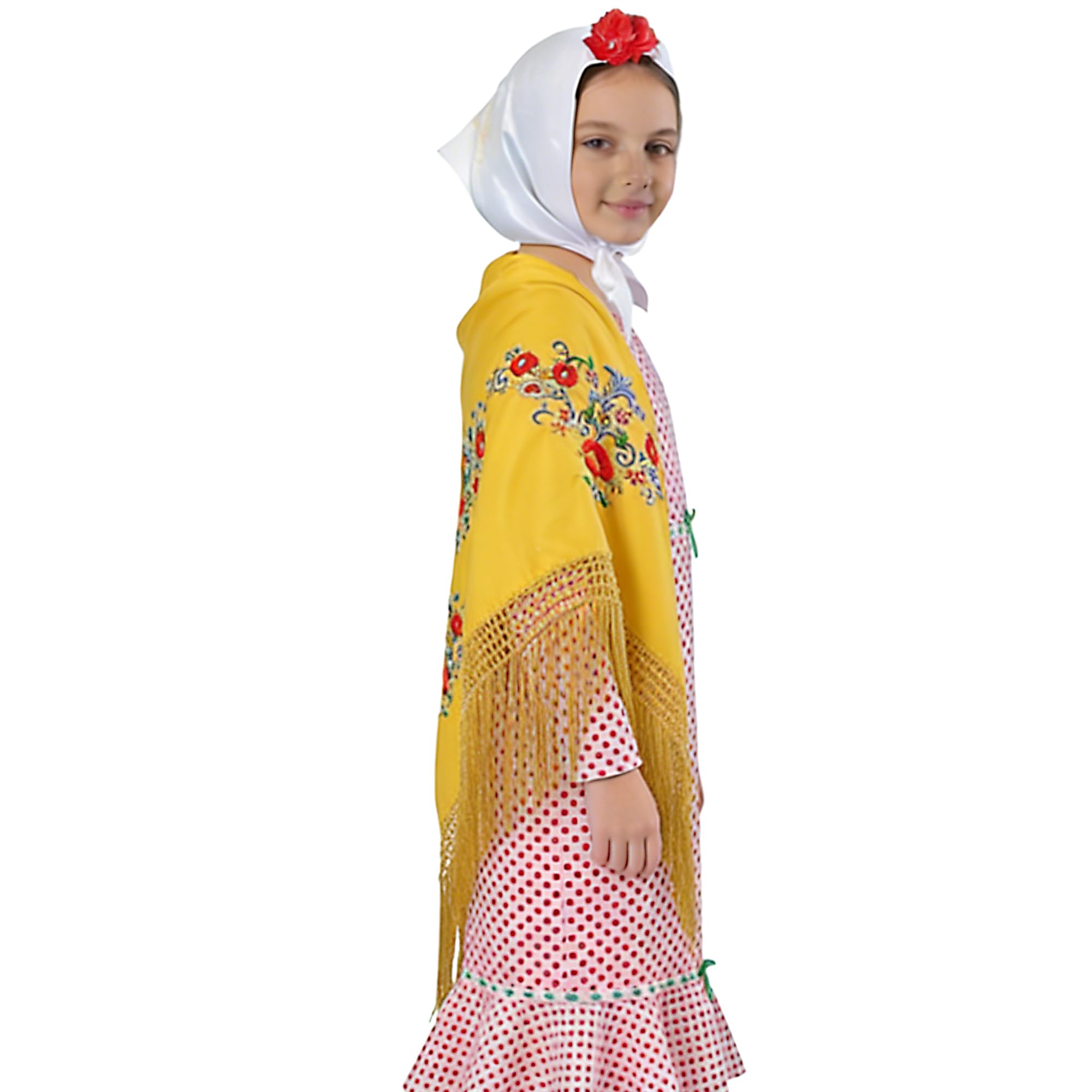 Wildarms Mantón de Sevillana Bordado con Flecos para Flamenco Feria Disfraz Baile Tradicional Mujer — view 5