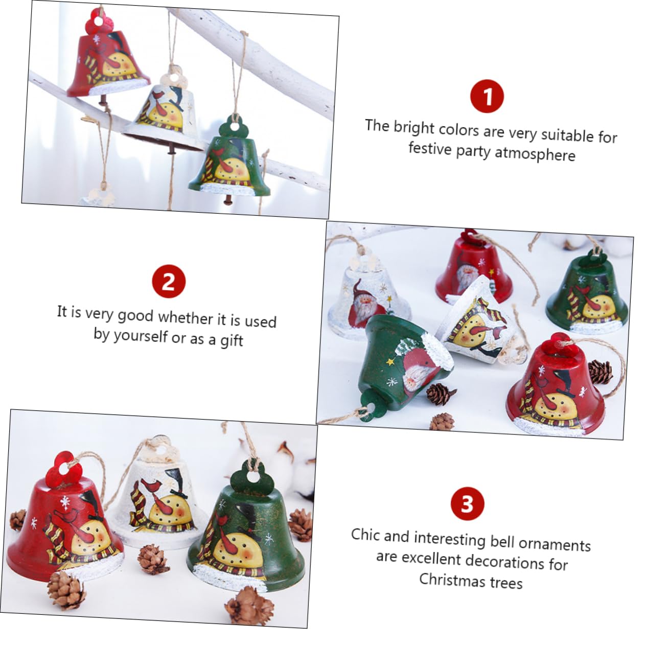Garneck 2 Set Campana Di Babbo Natale Cono Albero Di Natale Porta Chiaro Decorazioni Ganci Natalizi Sottobicchieri Chiare Di Natale Campanellini Natalizi Ferro Da Stiro 3 Pezzi * 2