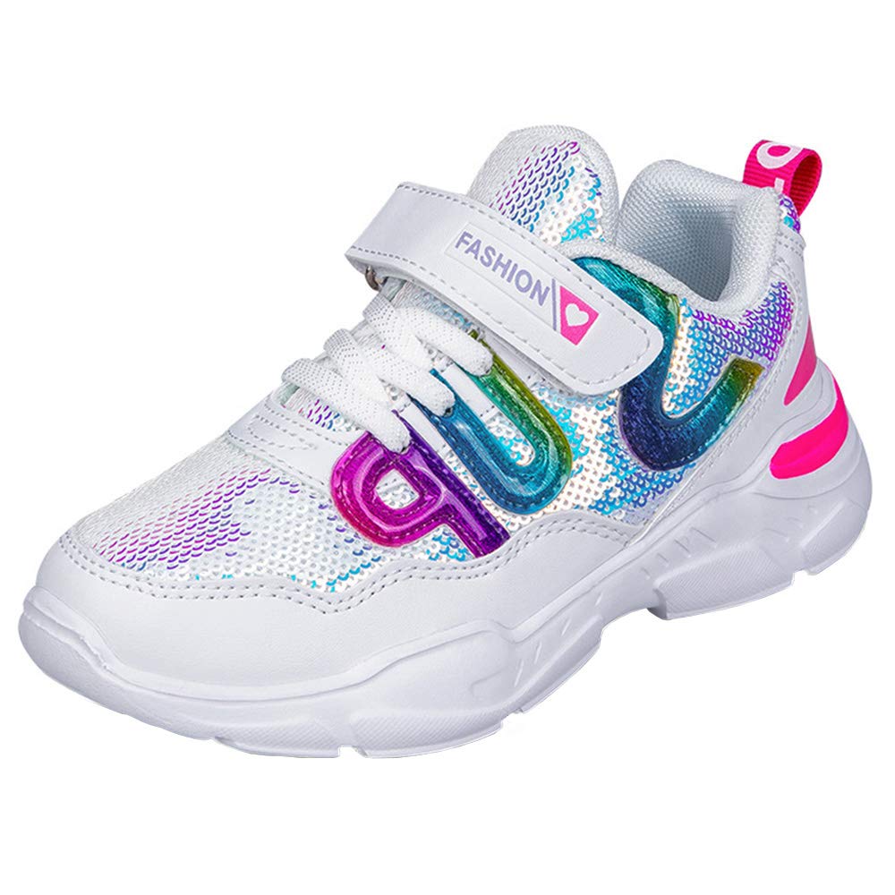 HSNA Zapatillas con Lentejuelas Niña Zapatos de Gimnasia para Caminar Ligero Trainers Kids