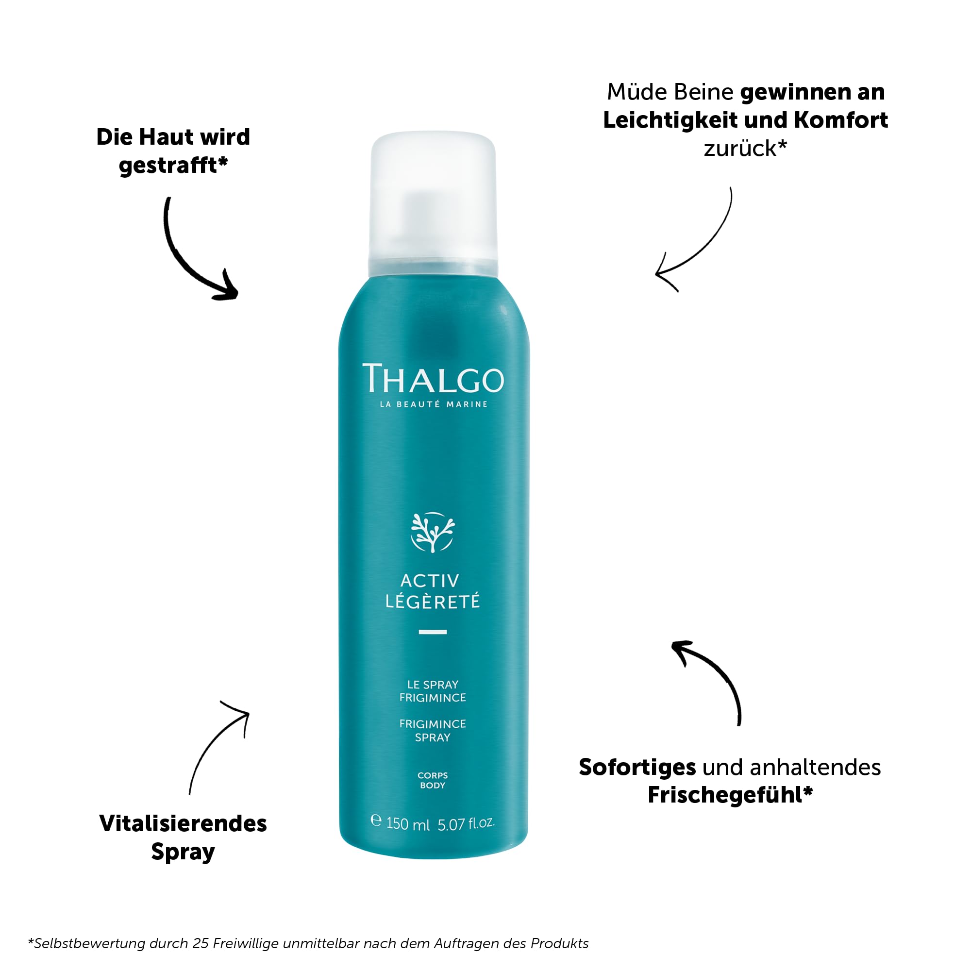 THALGO Frigimince Spray 150 ml Kühlendes Körperspray gegen schwere Beine, straffend & vitalisierend mit Algen & Menthol