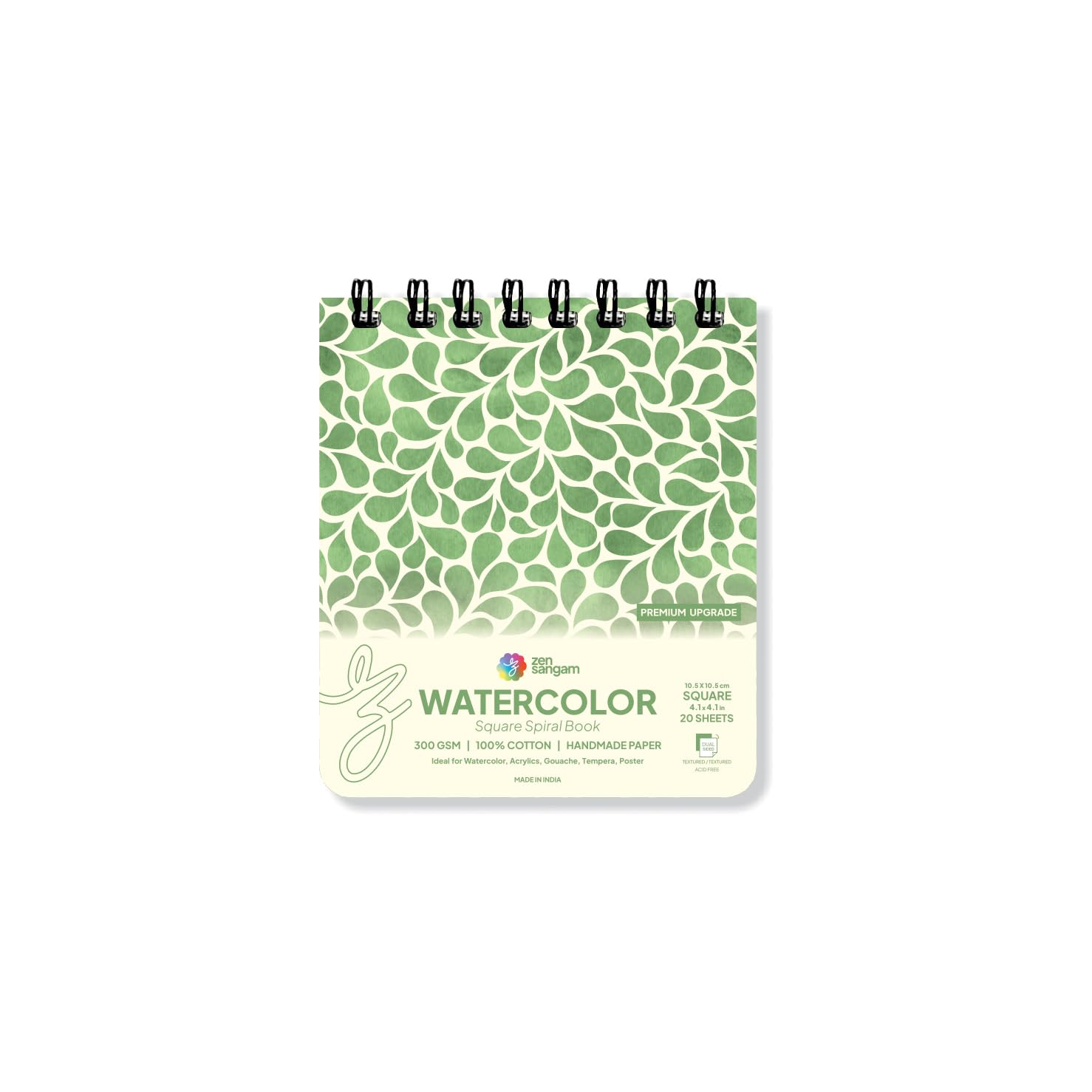 Zen Sangam Spiral Watercolor Book | 300 GSM 100% Cotton | Handmade Papers | Size (10.5cmx10.5cm) Square | 20 Sheets (40 Pages) for Beginners and Self Taught Artists - Premium Square Sketchbook-image-11