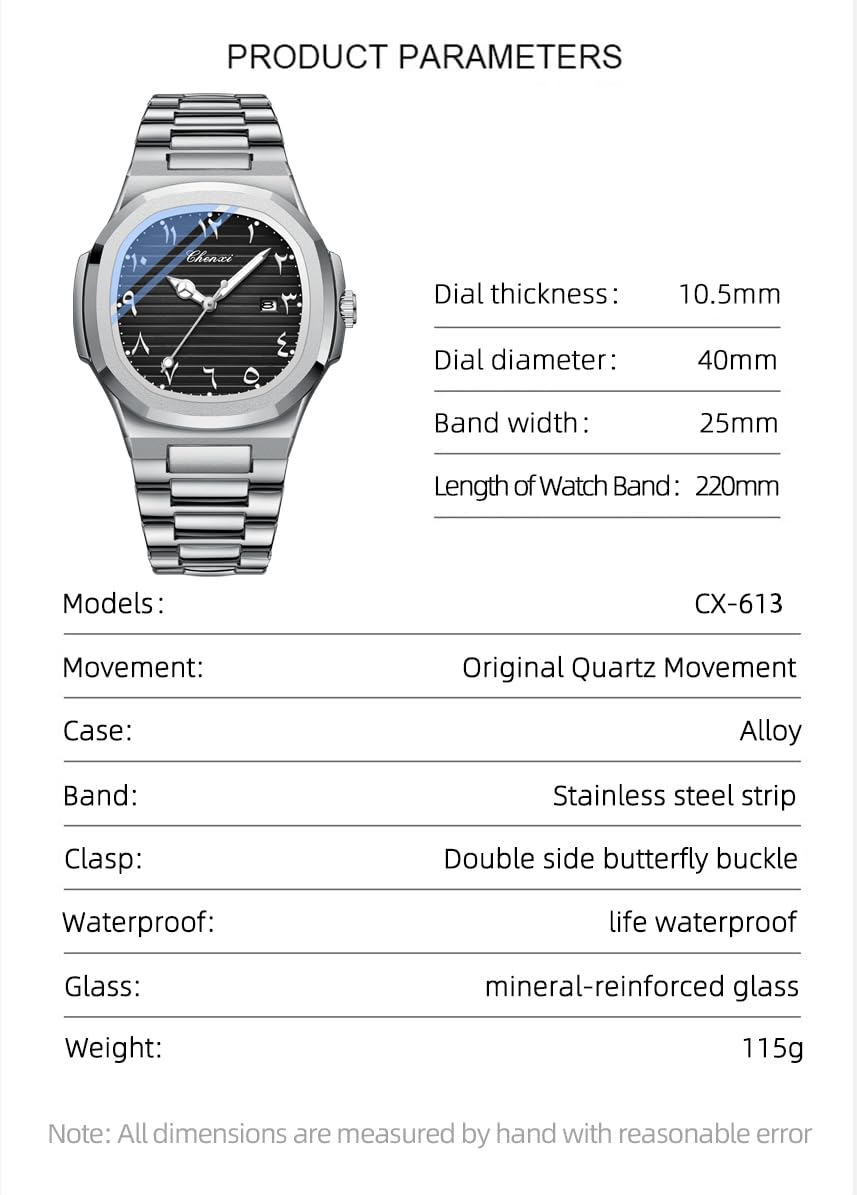 BESTKANG Montre à mouvement à quartz étanche et lumineuse pour homme, bracelet en acier inoxydable