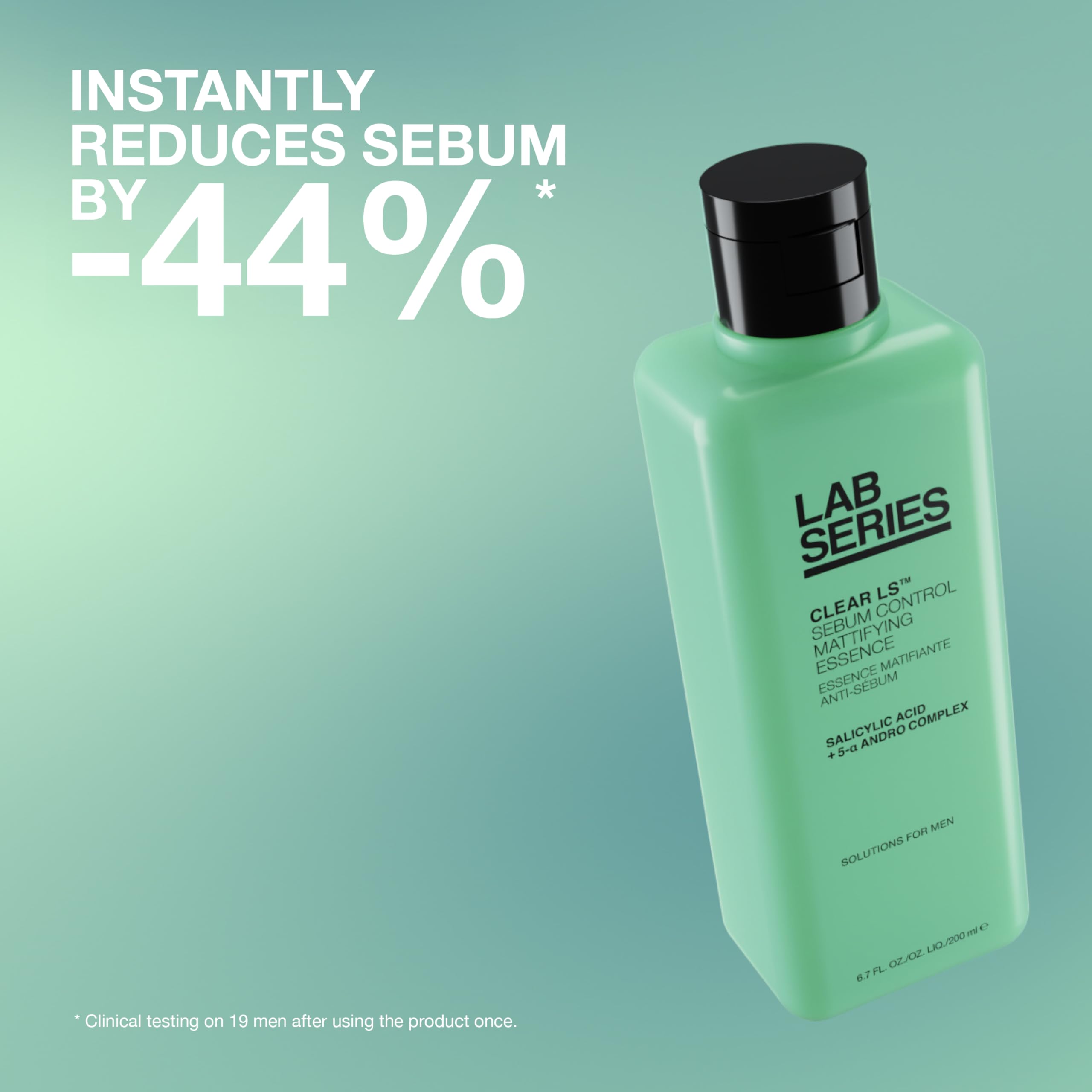 Lab Series Men's Clear LS Oil Control Mattifying Face Toner with Salicylic Acid - Face Essence Suitable for Acne Prone Skin - Skin Care for Men - Dermatologist Tested, 6.7 Fl Oz