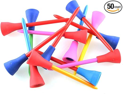 Review Tegg Golf Tee 50PCS 3-1/4″ Durable Rubber Cushion Top Plastic Golf Tees