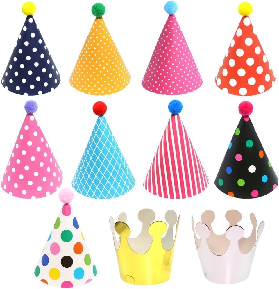 JUNBESTN Small Size Paper Party Hats Birthday Paper Party Hats 11 PCS Party Cone Hat