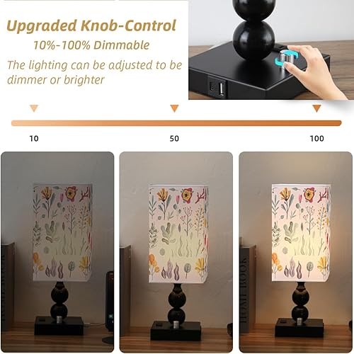 Miniatura 2 de Lámpara de mesita de noche regulable con estación de carga, lámparas de mesa de noche de escritorio de extremo pequeño con puertos USB y salidas