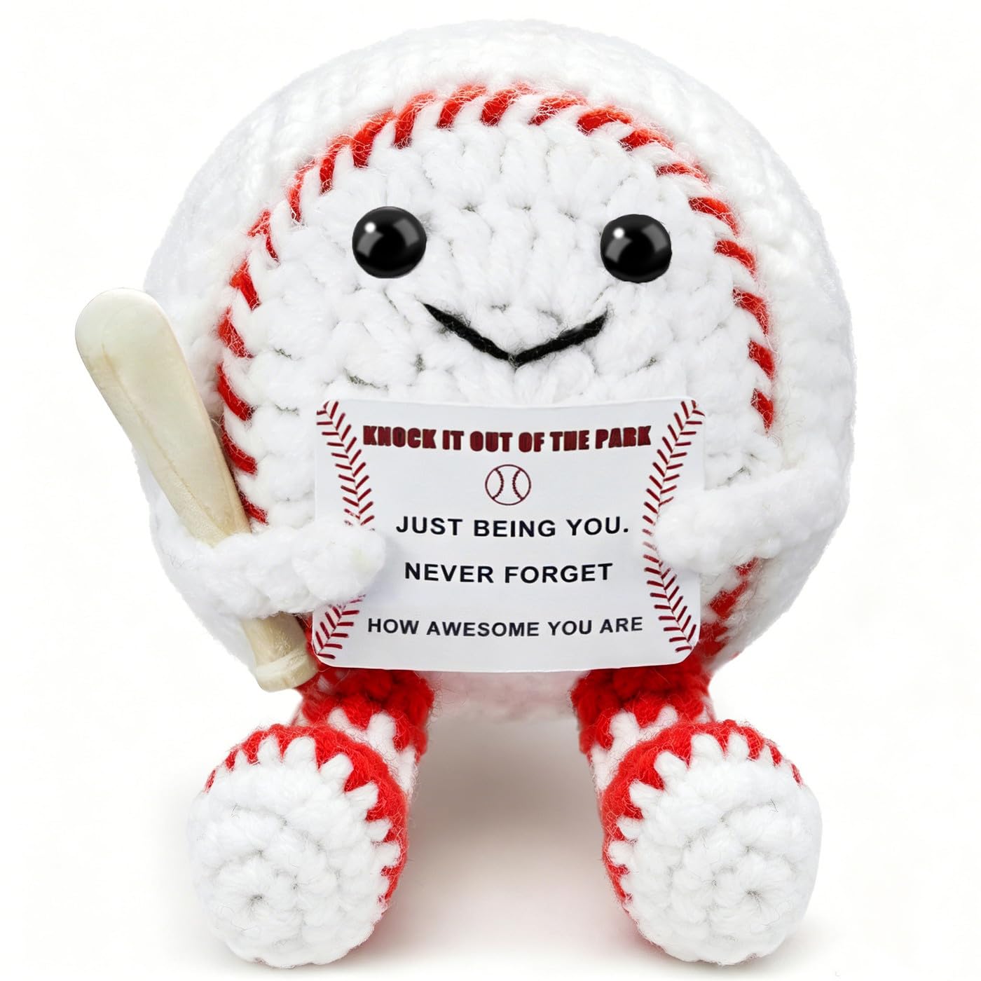 AWARDSEN Baseball Gifts Positive Crochet Baseball Emotional Support Gift Inspirational Gifts for Teenage/Teammates/Friends Graduation Gifts for Student