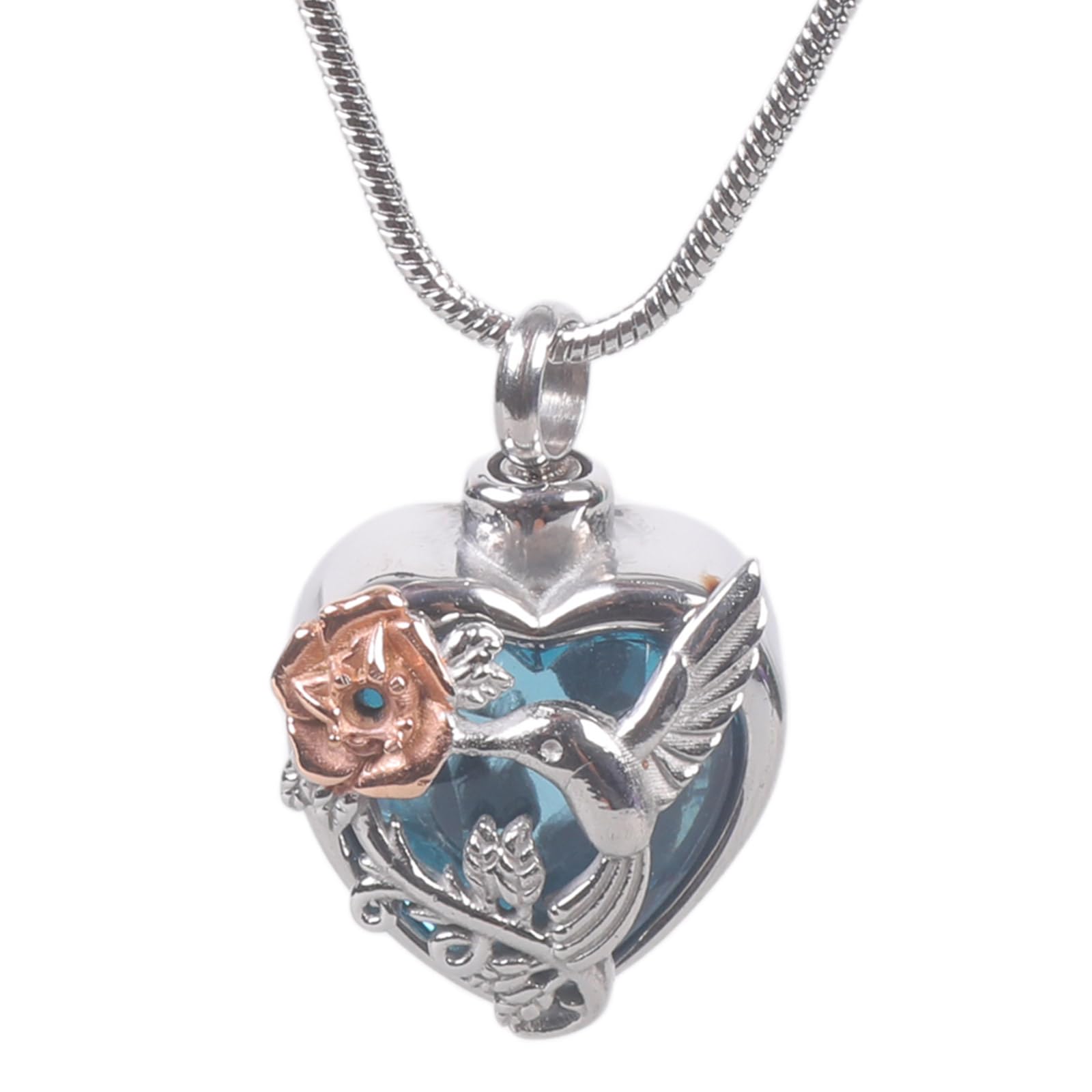 NEWFT Pet Ashes Necklace Locket Necklace for Animal Pet Mom Locket for Ashes/Hair Heart Charm Necklace for Ashes/Hair
