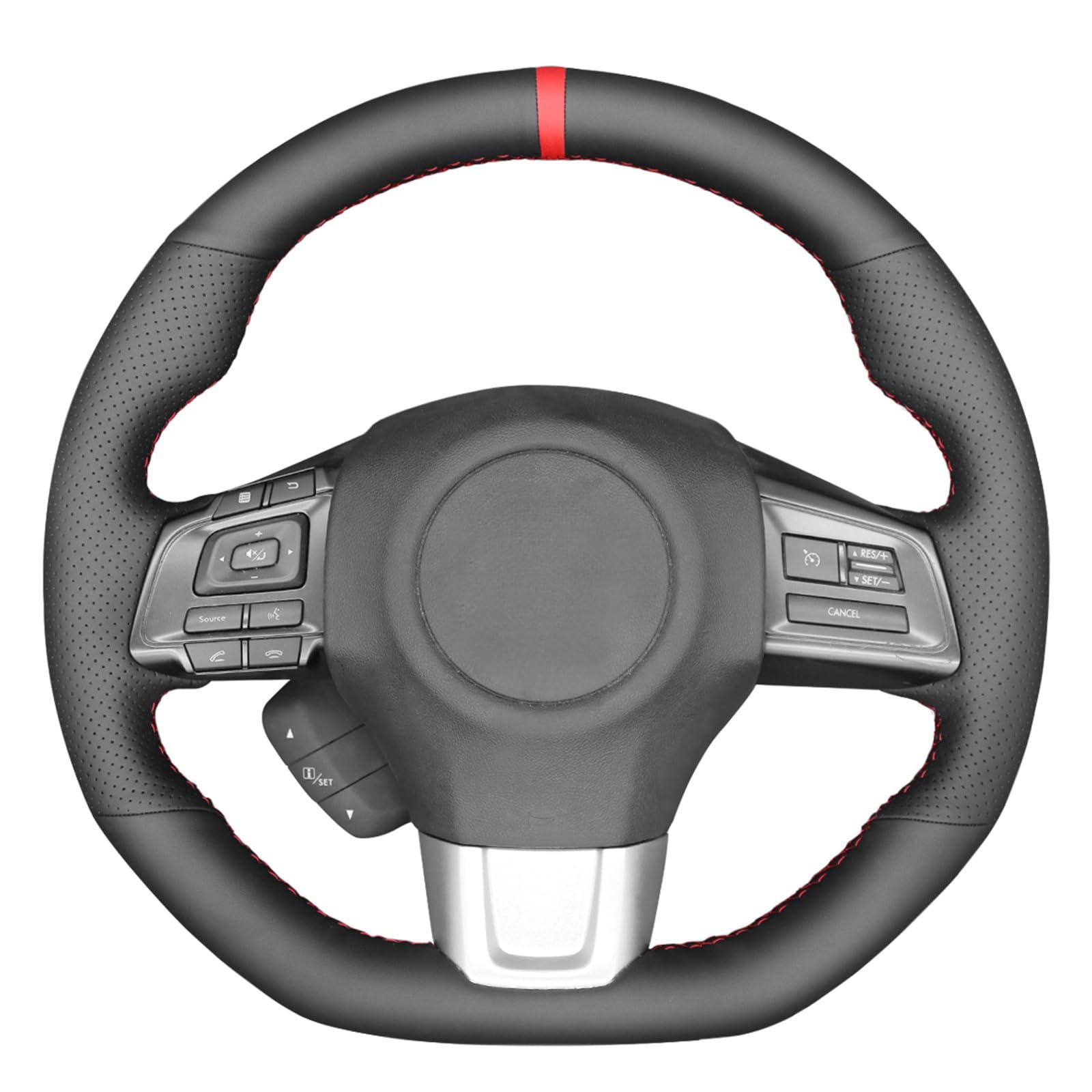 MEWANT Black Leather Steering Wheel Cover for Subaru WRX 2015-2019 / Levorg 2015-2019/ Made of Microfiber Leather/WRX (STI) Steering Wheel Cover