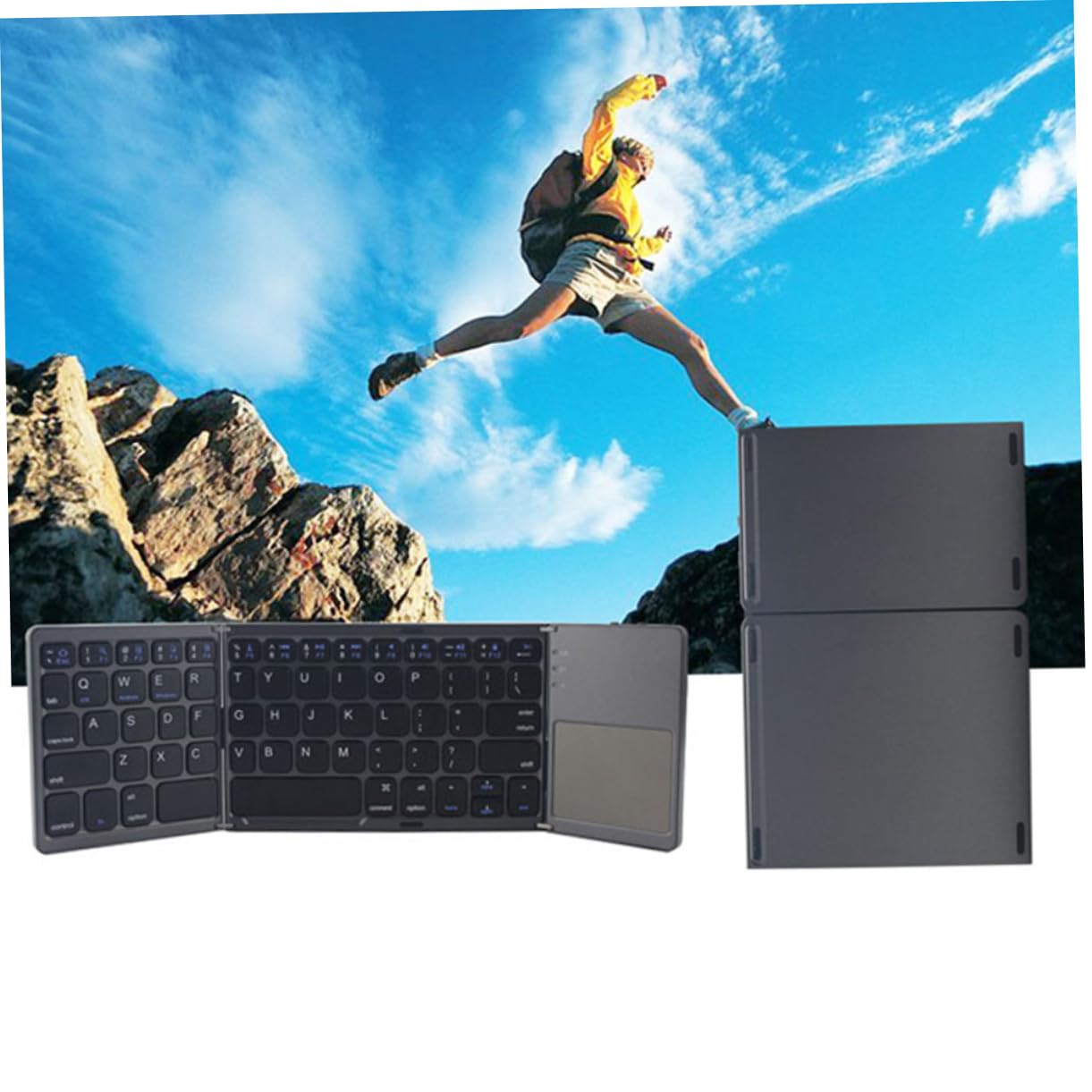 jojofuny Tastiera Pieghevole Wireless per Tablet e Notebook, Nero Abs | Design a 3 Pieghe, Assorbimento Magnetico, Formato Portatile Sottile, Stile Fashion