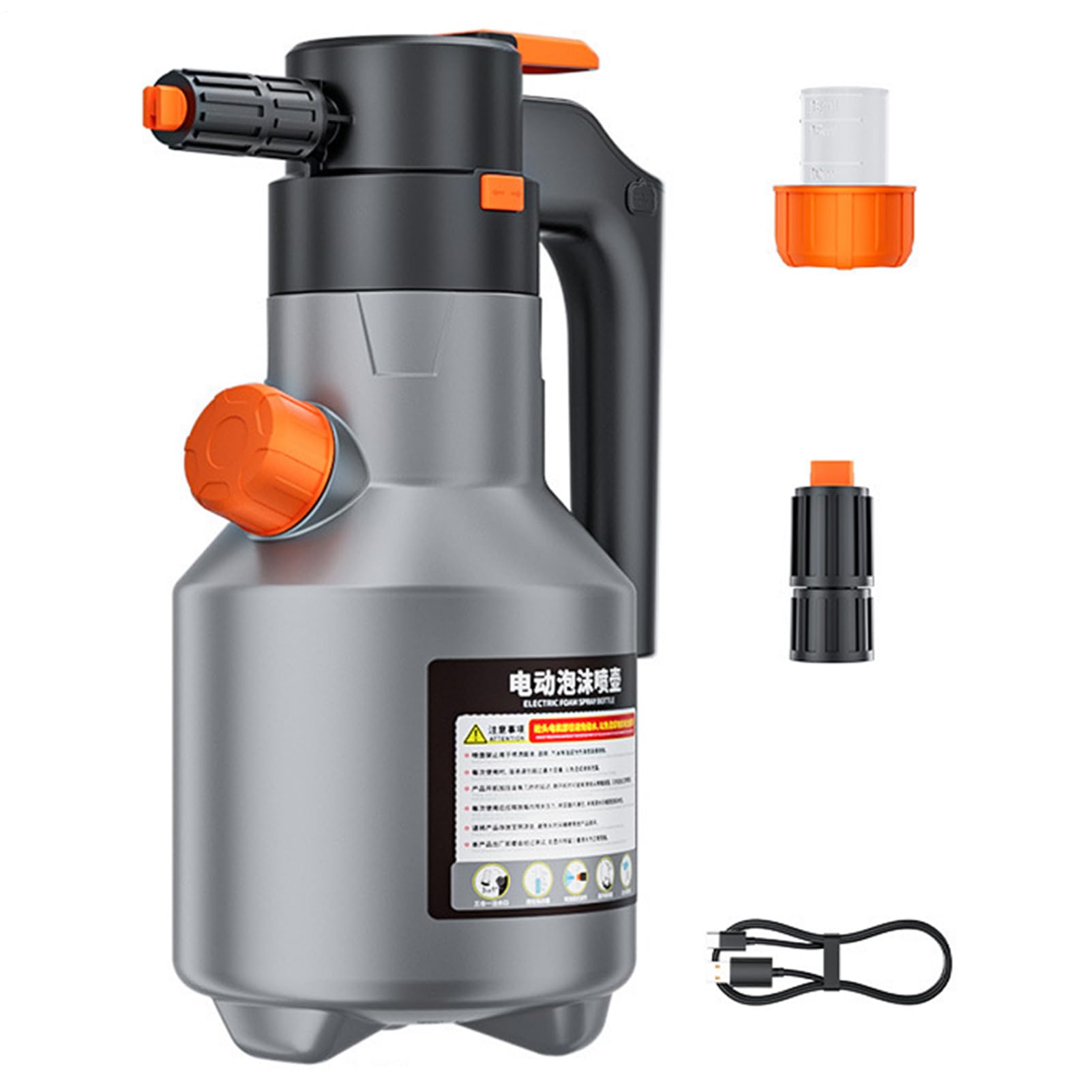 Spruzzatore Schiuma a Pompa 2L Ricaricabile Manico Lungo | Elettrico Sputafoam per Lavaggio Auto per Interni ed Esterni, Giardino, Cortile, Patio, Pulizia Veicoli, Detailing,