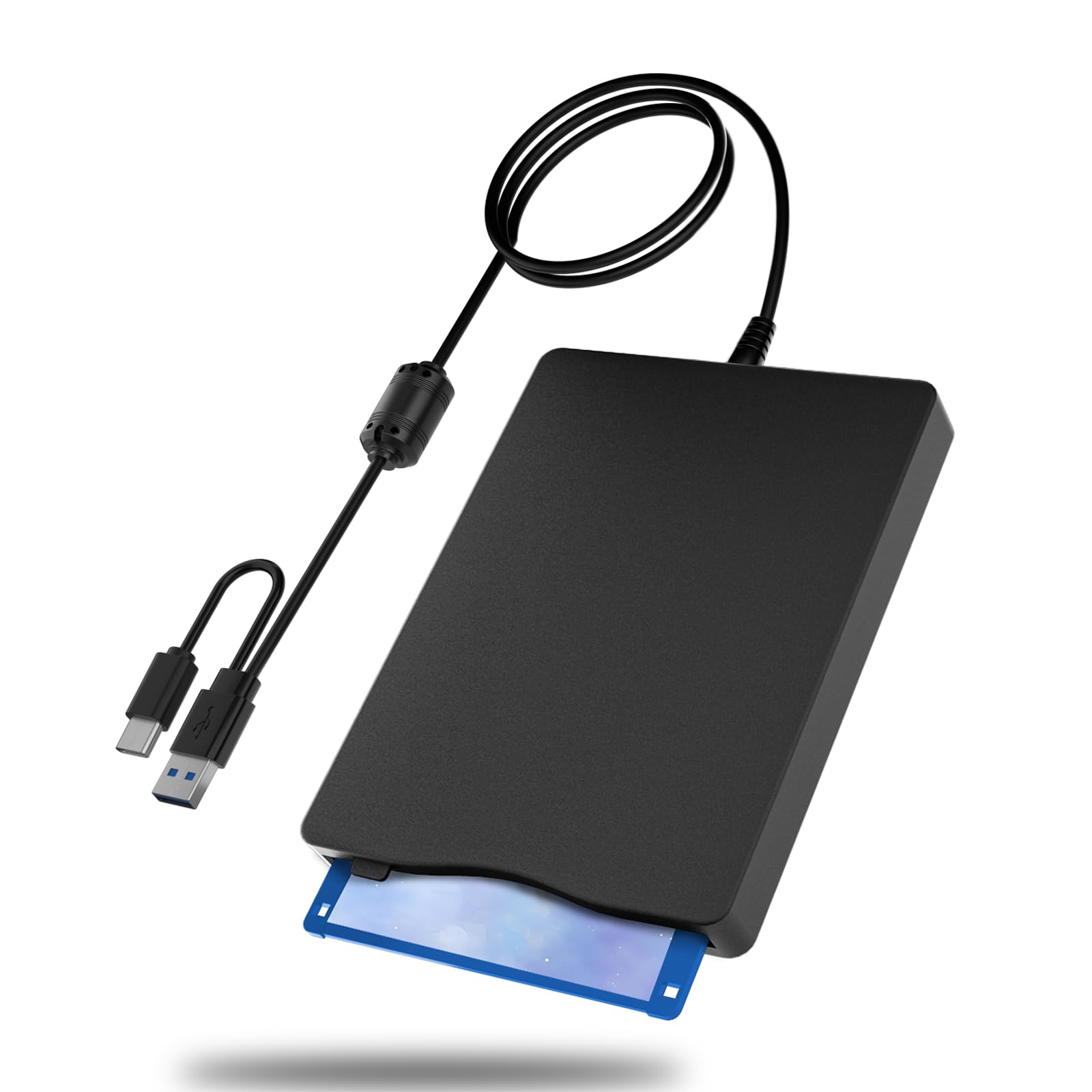 USB & Type-C Floppy Drive, External 3.5" USB External Floppy Disk Drive Portable 1.44 MB Plug and Play FDD for PC Windows XP 7 8 10 11