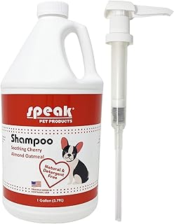 Speak Pet Products Natural Dog Shampoo with Pump, Soothing Cherry Almond Oatmeal, 1 Gallon