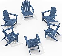 Vista 46 de Juego de sillas Adirondack plegables KINGYES de 2, Silla plegable Adirondack de HDPE para todo clima, Café