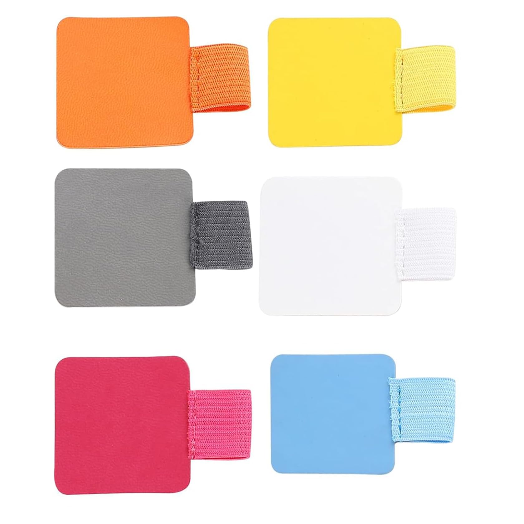 Selbstklebender Stifthalter aus PU-Leder mit elastischem Band, Anti-Verlust, Stifthalter, Notizbuch, Tagebuch, 40 x 40 mm, Stifthalter, Clip, mehrfarbig