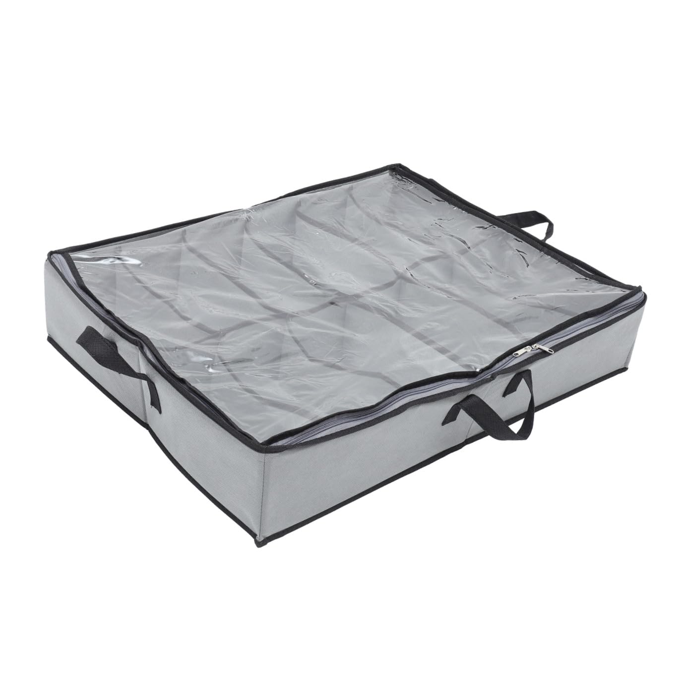 Contenedor Plegable para Zapatos con Cremallera y Tapa Transparente 12 Compartimentos Material No Tejido y Pe, Resistente al Agua para Guardar Cama