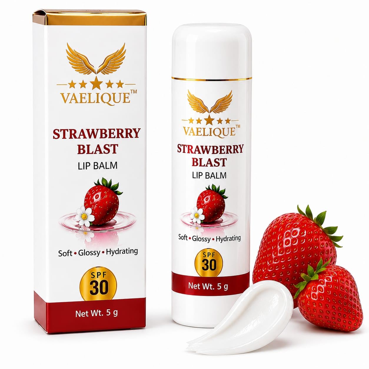 Strawberry Blast Lip Balm SPF 30 | Cocoa Butter & Beeswax Enriched | Soft, Glossy & Hydrating Lips | Strawberry Flavour | Dermatologically Tested-image-25