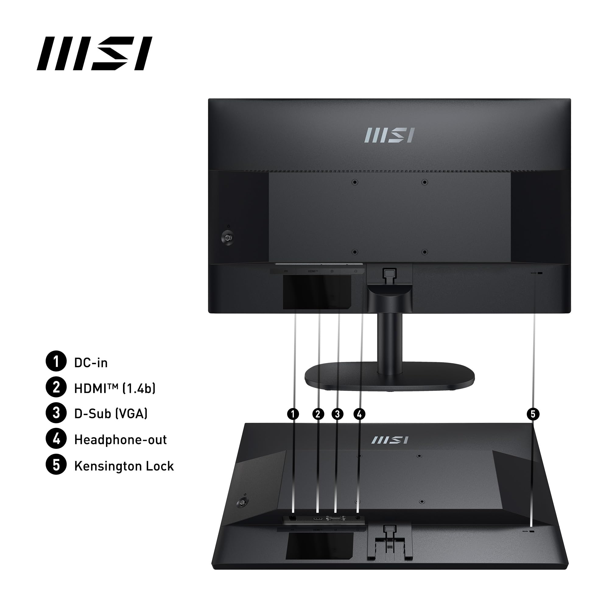 msi PRO MP245V Monitor da 23,8" Full HD - Pannello VA (1920 x 1080), 100 Hz (con cavo HDMI), Schermo Eye-Friendly, Montabile VESA, Supporto Display Kit, Regolabile in inclinazione - HDMI 1.4, D-Sub