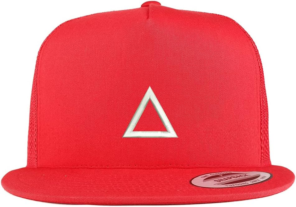Trendy Apparel Shop Survival Game TV Korean Drama Triangle Logo 5 Panel Flatbill Trucker Cap