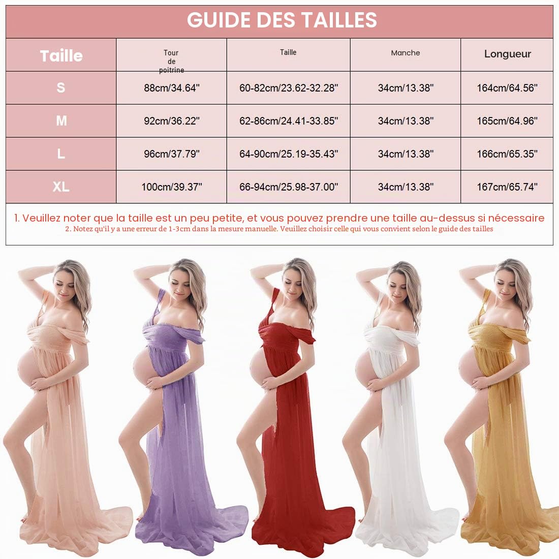 FEOYA-Robe de Maternite Hors Epaule Femmes Photographie Sexy Robe Enceinte en Mousseline de Soie pour Seance Photo Fendue Devant Ete Jupes Respirantes Maxi Longue Robe Longue,M,Violet Clair