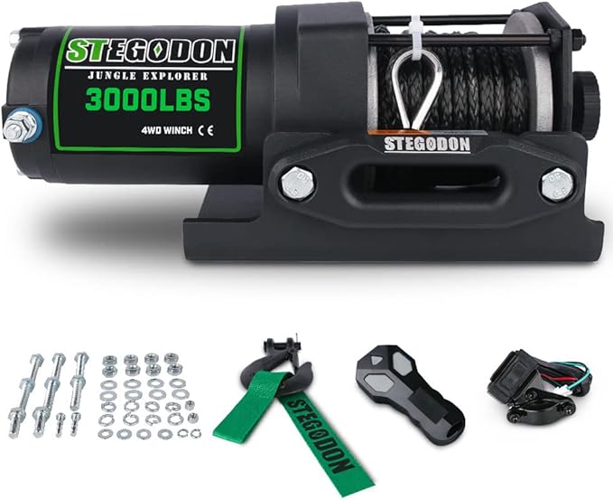 STIMULATER 3000lb ATV/UTV Winch,Electric Winch 12V,Winch with Synthetic