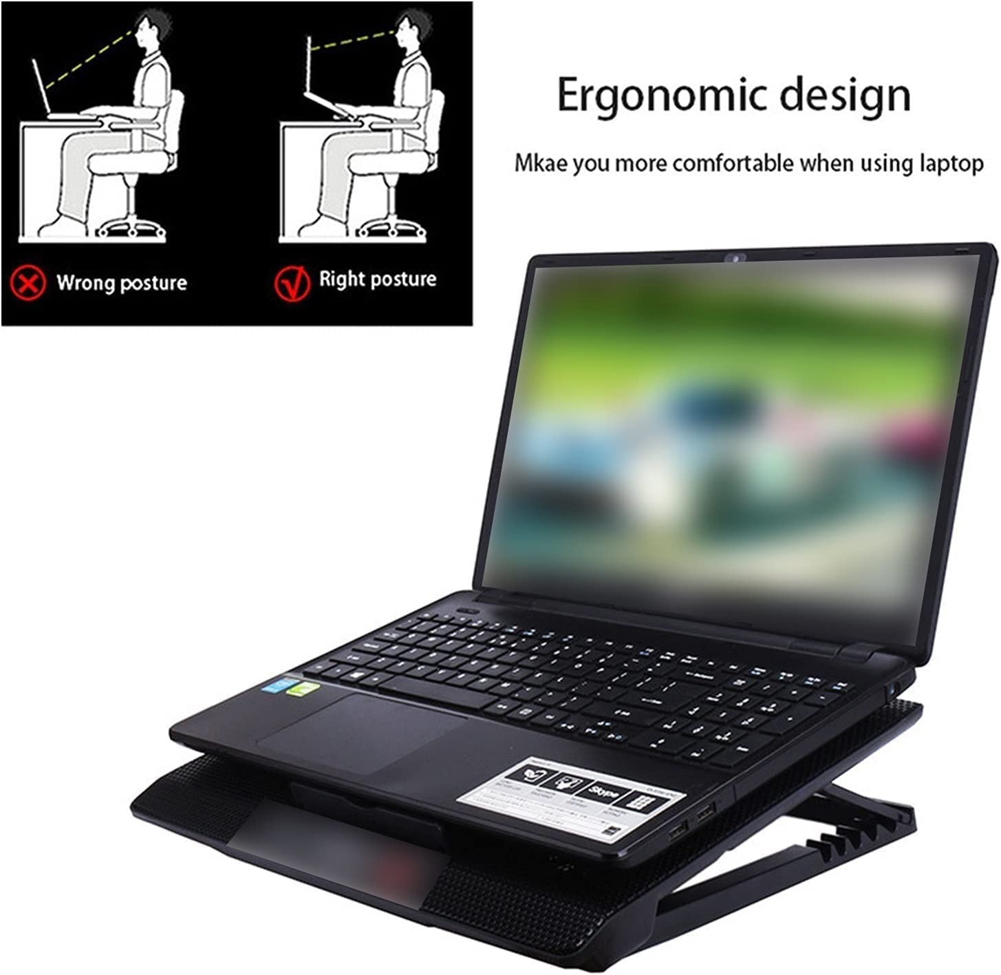 Enfriador Laptop Silent Cooler Notebook Almohadilla De Enfriamiento Aluminio Base 6 Ventiladores Laptop Soporte Puerto USB Soporte