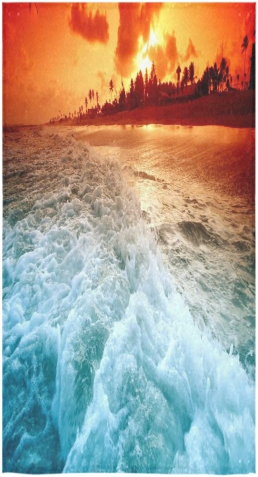 Tropical Ocean Wave Sale Custom Bath Towels Large Soft and Comfortable Travel Beach Bathroom Shower Washcloth Wrap for Men/Women 80% Polyester 20% Cotton, (30" x 56")