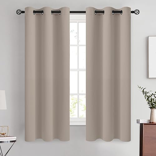 Miniatura 53 de COSVIYA Cortinas 100% opacas para dormitorio con forro negro, bloqueo de luz completa, aislamiento térmico y ojales, tratamiento de ventana de 54