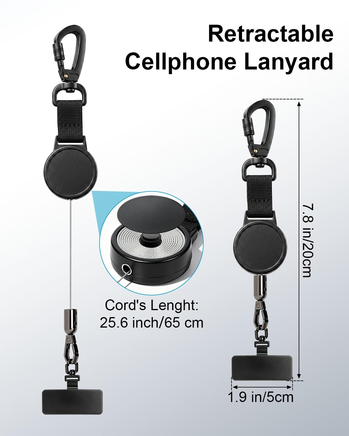 SUPBEE Anti-Diebstahl-Telefon-Haltegurt, einziehbares Handy-Schlüsselband mit Stahlkabel & Verriegelungskarabiner für Reisen, Wandern, Outdoor