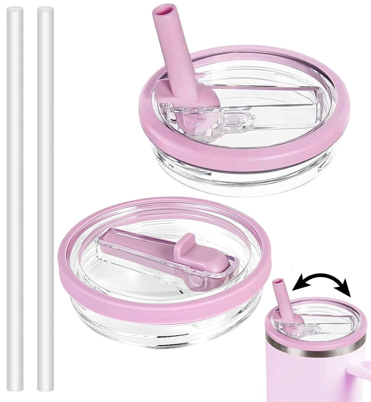 2 Pack Stanley Lid Replacement 40 oz, with Leak Proof and Flip Straw Lid, Stanley Cup Accessories,perfect for travel, fitness, and daily use (Purple) — image 1