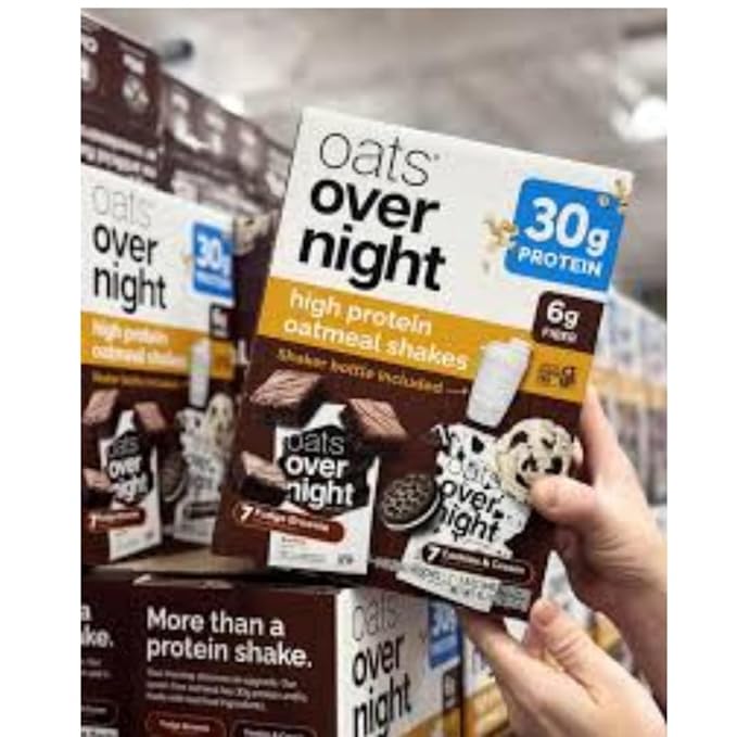 Oats Overnight Variety Pack, 30g Proteína Avena Batido, 14 Pack + Botella miniatura 5