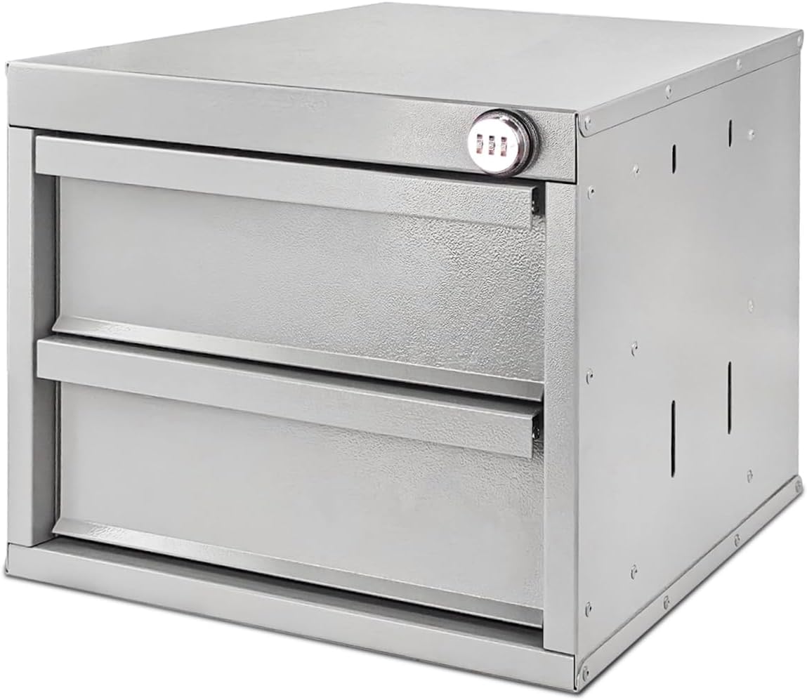 AA Products Model DW-1650 2 Tiers Drawer Cabinet with Password Lock Designed for Tools Room, Utility Room, Workplace, Carriage, Garage. 15.75’’W x 12.5’’H x 15.6”D - Sold Individually