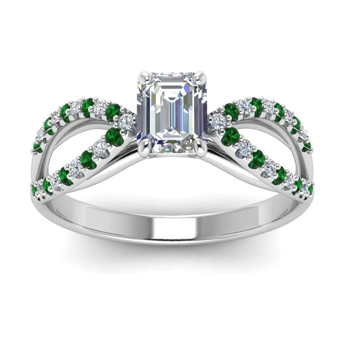 Anillos de circonita esmeralda facetada en forma de octágono, plata de ley 925, esmeralda verde, anillos de piedras preciosas de circonita cúbica - arte y coleccionables, regalo para el día de la