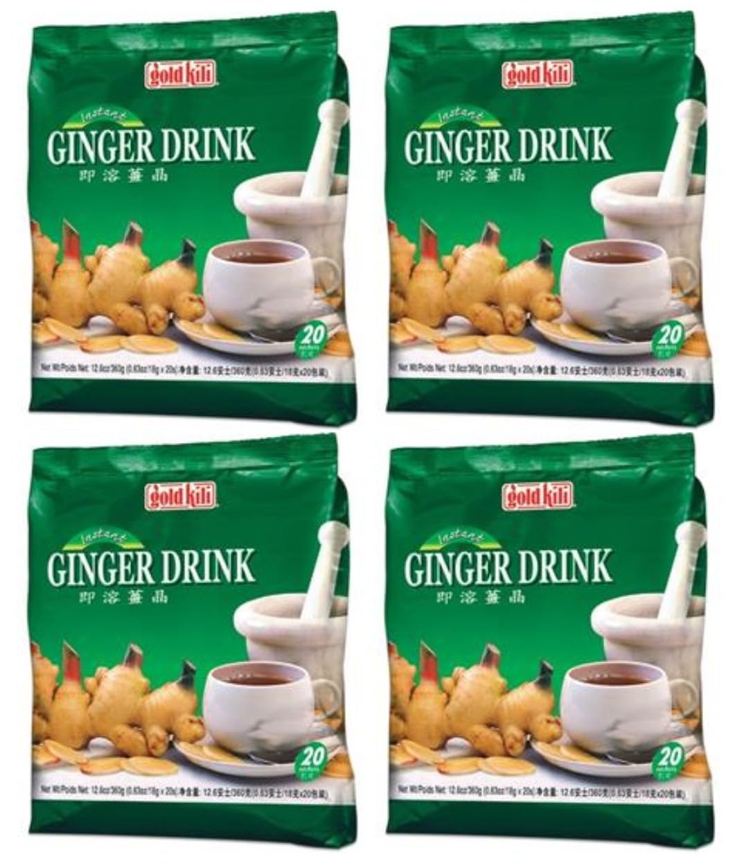 PureGro Gold Kili Ginger Drink 360g (PACK OF 4) ¦ Instant Ginger Tea.