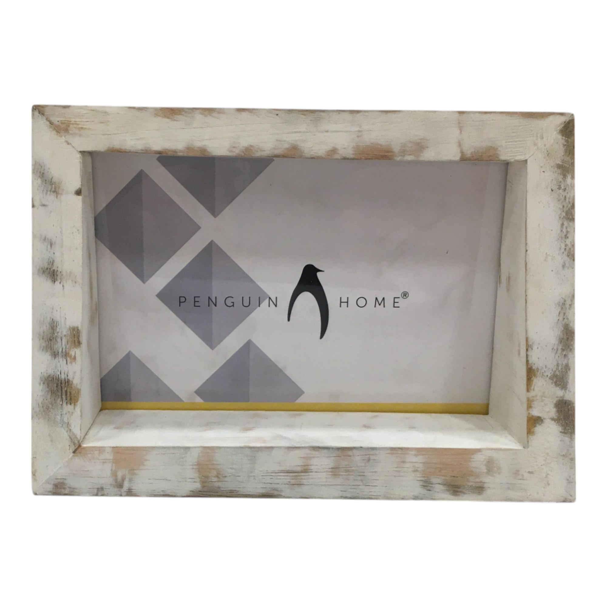Penguin Home Mangowood Horizontal Photo Frame 4"X 6" (10 X 15 CM) - White Distress Finish, Rustic Vintage Style, Handcrafted Wooden Picture Frame for Wall or Tabletop, Ideal for Home Decor, Gifts.