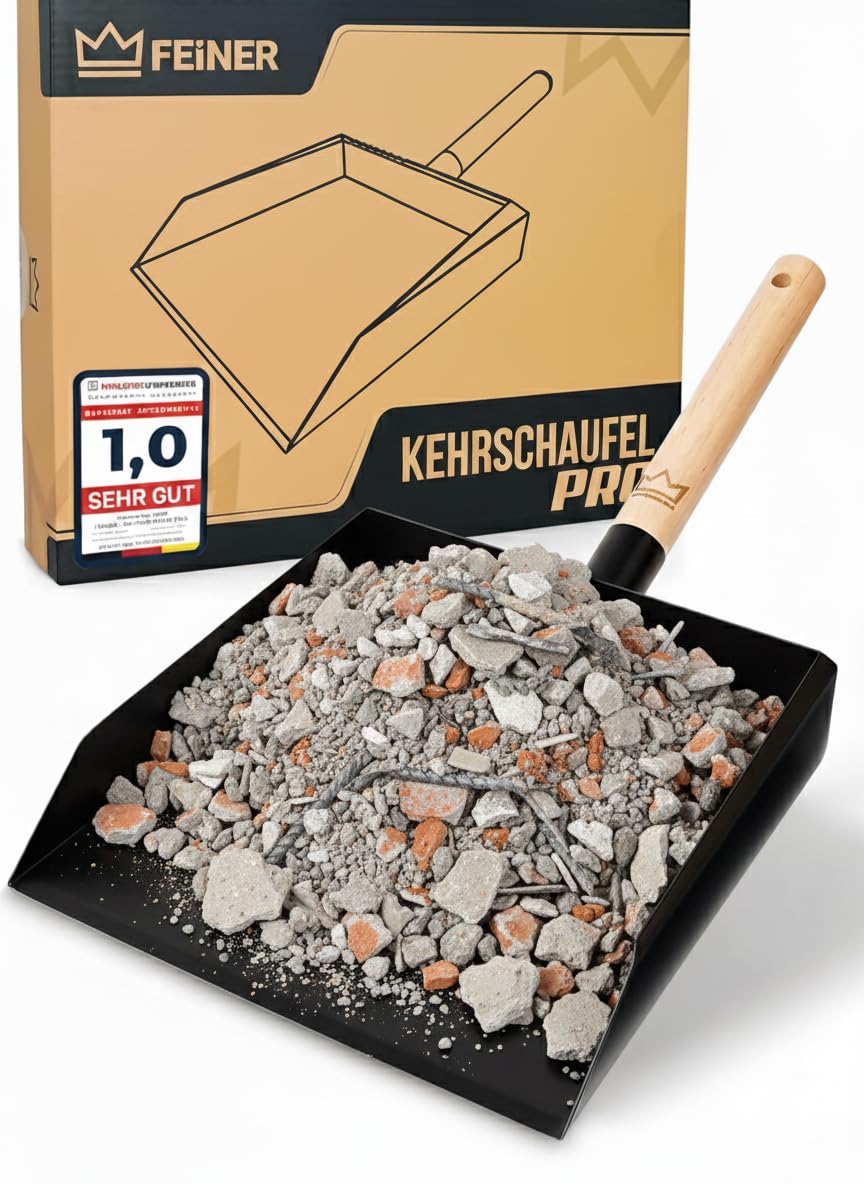 FEINER Paletta PRO TM – 3160 | teglia robusta | metallo | verniciato a polvere nera | pala | casa – cortile – giardino | artigianato – cantiere | commercio industriale