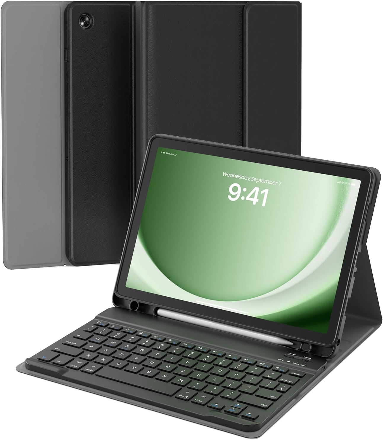 for Samsung Galaxy Tab A9/A11 Plus Case with Keyboard, for A9+ 2023/ A11+ 2025 11 Inch Tablet Case with Detachable Wireless Keyboard, Multi-Angle Stand Folio Cover with S Pen Holder, Black