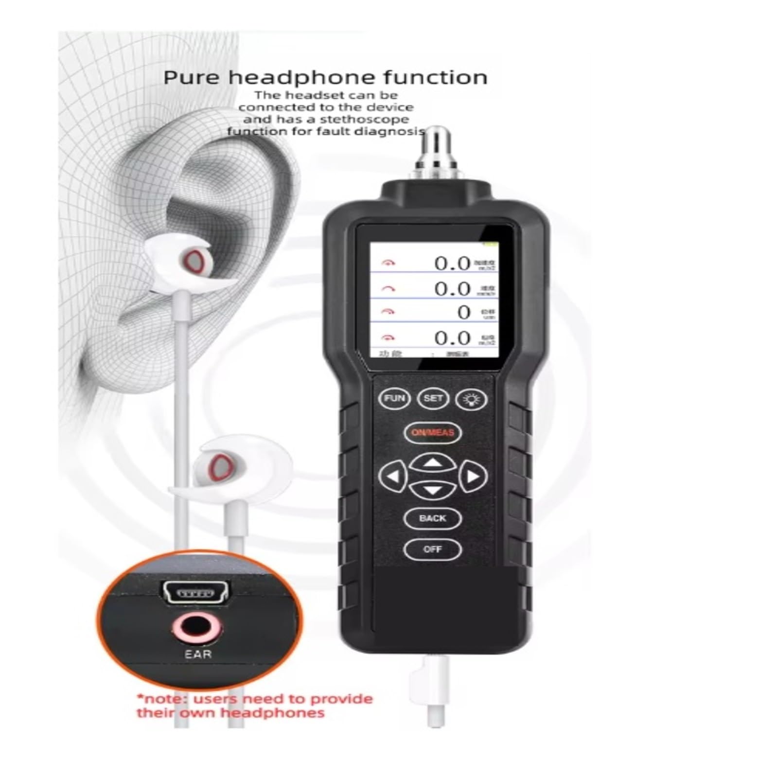 Misuratore di vibrazioni, Schermo a colori TFT dei tester di spostamento della velocità del misuratore vibrazioni 65D 65E Digital 0.1~199.9m/s²,per Casa, Lavoro(65E)
