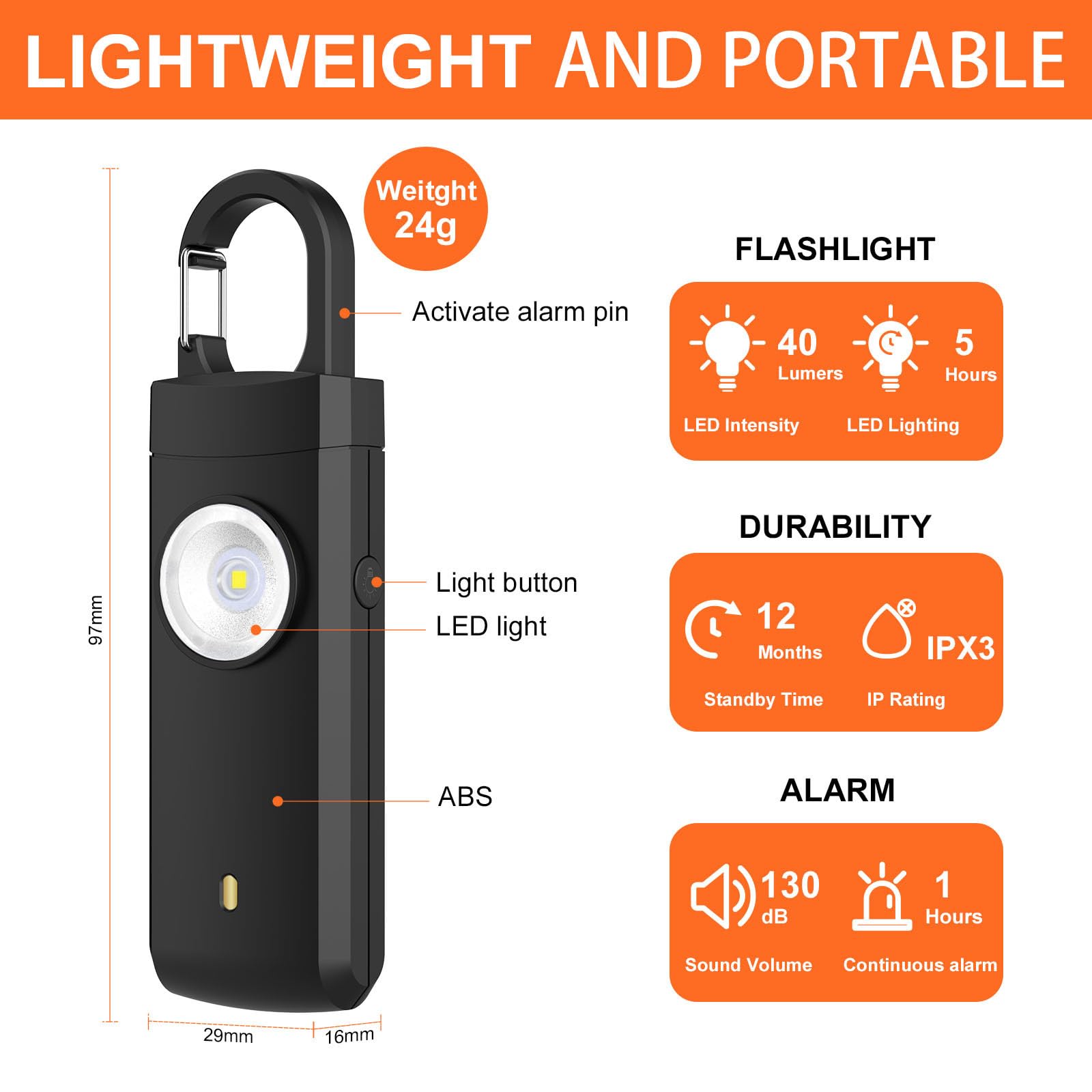 LockRing V1 – L’Alarme Qui hurle pour Vous défendre Alarme personnelle 130 DB avec lumière stroboscopique LED, Rechargeable USB-C, compacte et Portable pour Femmes et Hommes