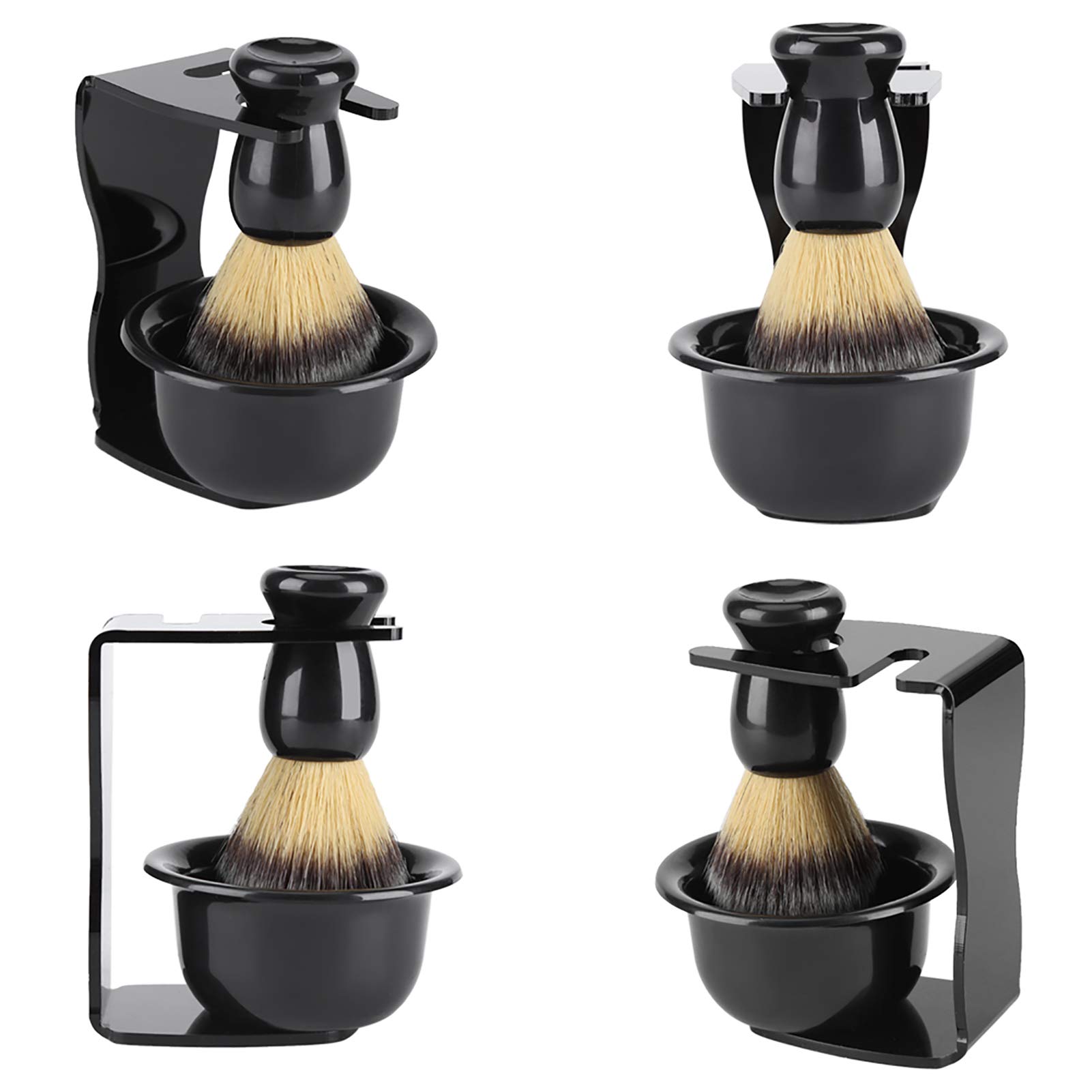 Set di Ciotole Porta Pennelli da Barba da Uomo Professionali da 3 Pezzi, Set da Barba da Uomo in Nylon Nero Importato Set di Ciotole Porta Pennelli da Barba da Uomo Professionali da 3 Pezzi