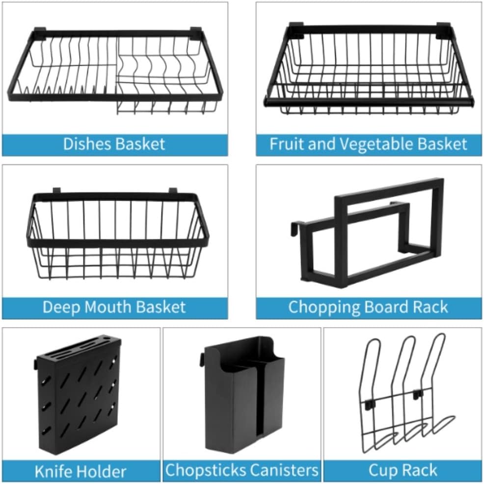 Dish Drying Rack Tableware Holder Stainless Steel Kitchen Dish Rack, Dish Drainer Shelf and Cup Hanging Set Drying Rack Kitchen
