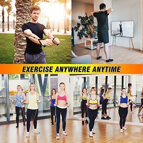 YUHENGLE Resistance Bands Set, 6-Piece Workout Exercise Bands with Door Anchor, Handles, Ankle Straps, Guide Book, Jump Rope, Stackable Up to 160 lbs, Perfect for Resistance Training, Physical Therapy