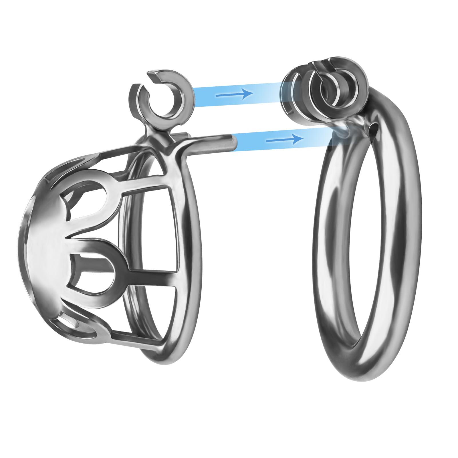 Super Small Male Chastity Device, Male Cock Cage Chastity Device with Two Keys Cinturón de Castidad de Acero Inoxidable Anillos Activos Juguete Sexual para Adultos (L)