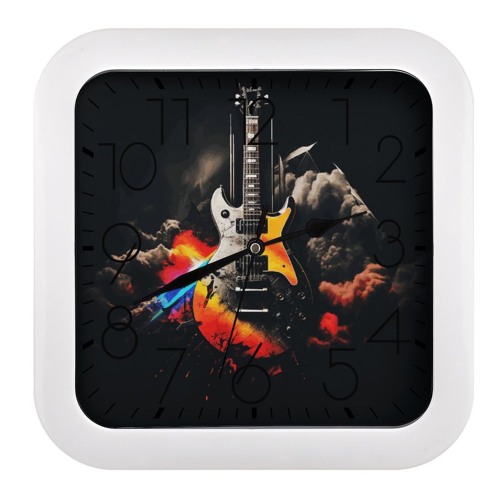 Horloge murale sans tic-tac élimine le bruit horloge carrée rock