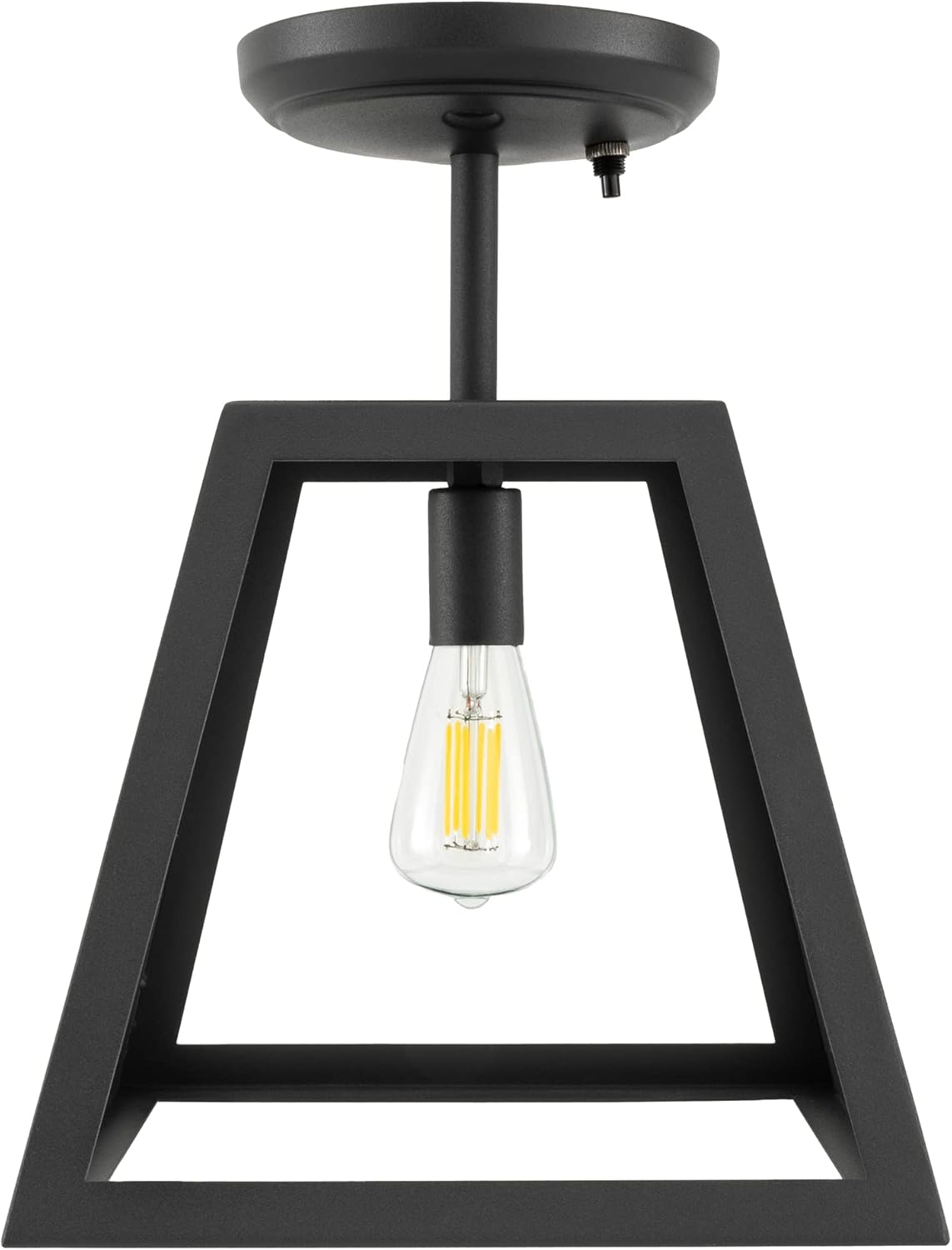 RecPro RV 12V Ceiling Semi-Flush Mounted Light with Geometric Matte Black Finish