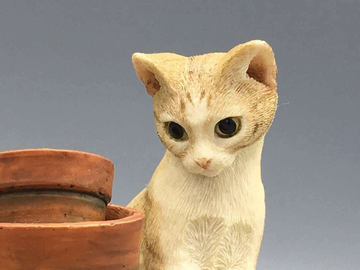 Amazon.co.jp: 英国 シェラット＆シンプソン 茶トラ 鉢 ネズミ 猫 置物