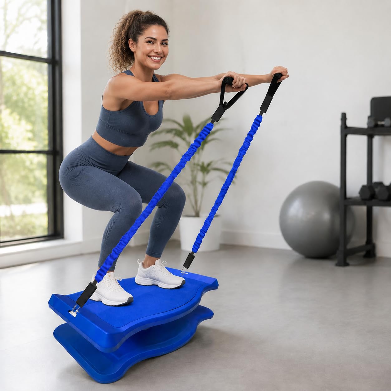 Tabla de equilibrio para entrenamiento de core, con bandas de resistencia y superficie antideslizante para adultos y deportistas
