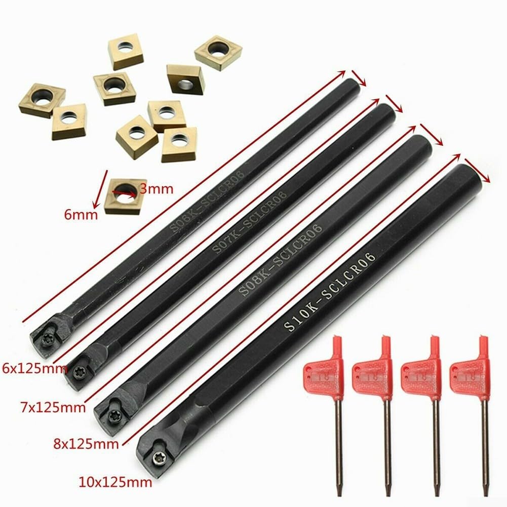Juego de Herramientas de Corte para Torno CNC y plaquitas de carburo, Insertos de carburo CNC, Insertos de fresado, Barra de mandrilar, Llave