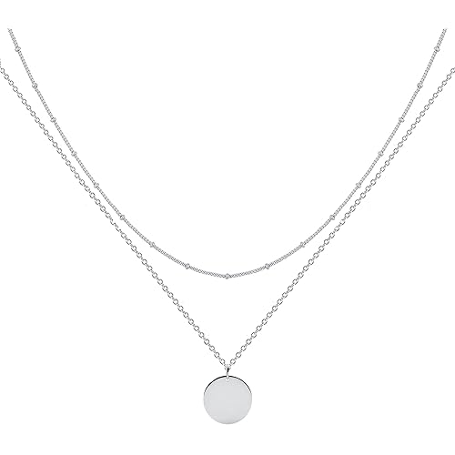 MEVECCO Layered Heart Necklace Pendant Handmade 18k Gold Plated Dainty Gold Choker Arrow Bar Layering Long Necklace for Women